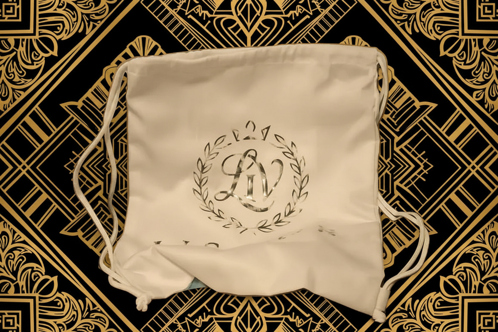 LIS VOR Signature Crest Drawstring Bag – Ivory