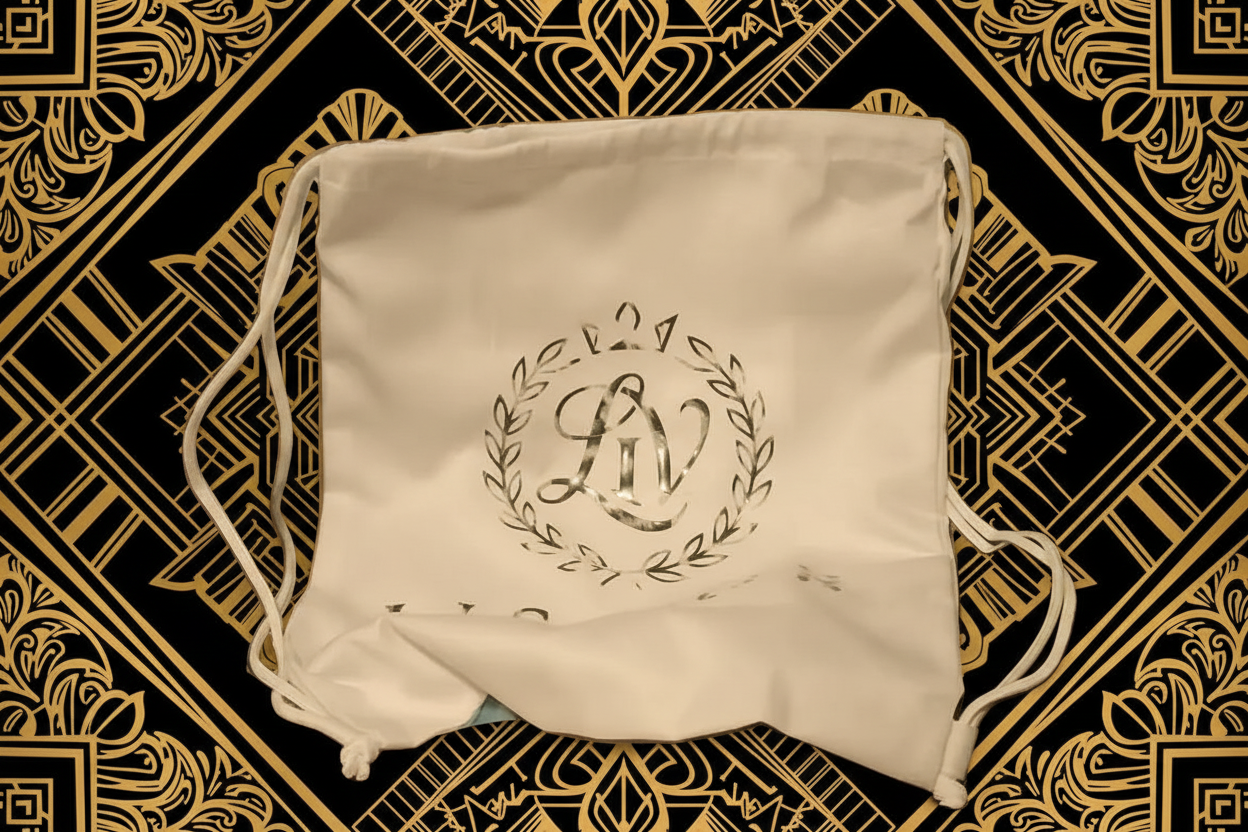 LIS VOR Signature Crest Drawstring Bag – Ivory
