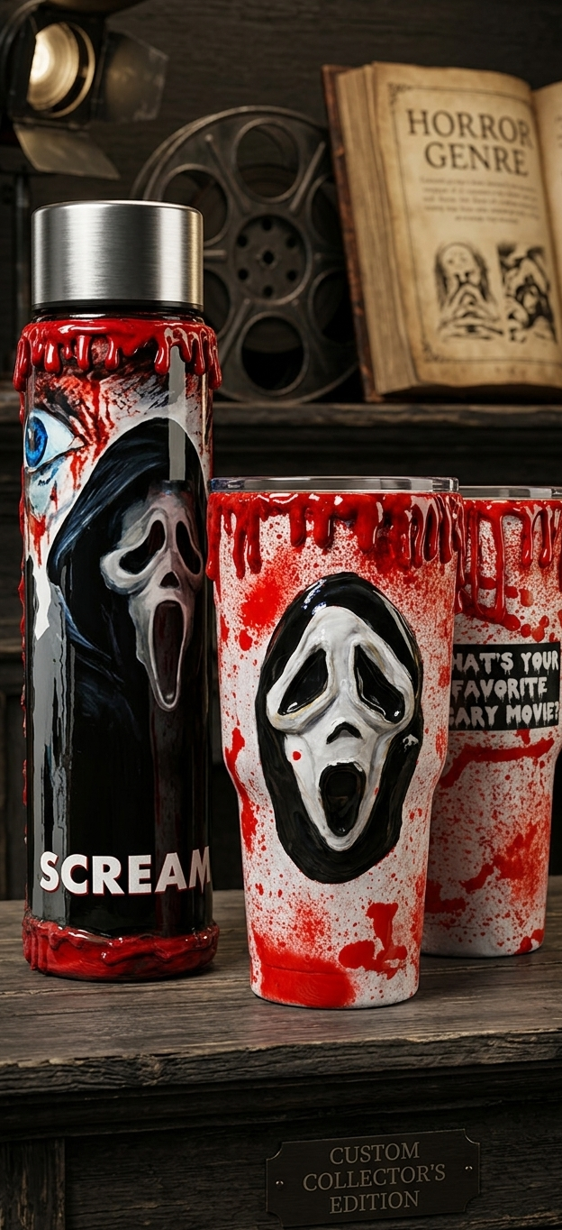 Ghostface Killer Artisan Tumbler | Hand-Crafted Scream Horror Drinkware